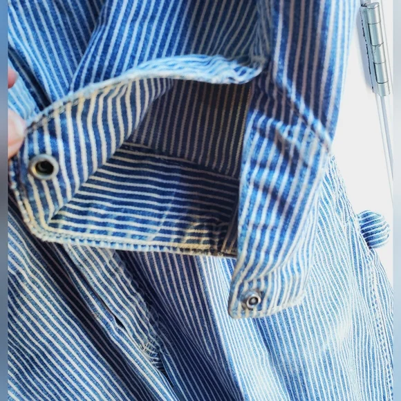Vintage BIG BEN Denim Work Striped Coveralls USA 42 Long Railroad Carpenter 1 Pc - Picture 7 of 12
